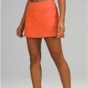 Orange Lululemon Pace Rival Mid-Rise Skirt *Long